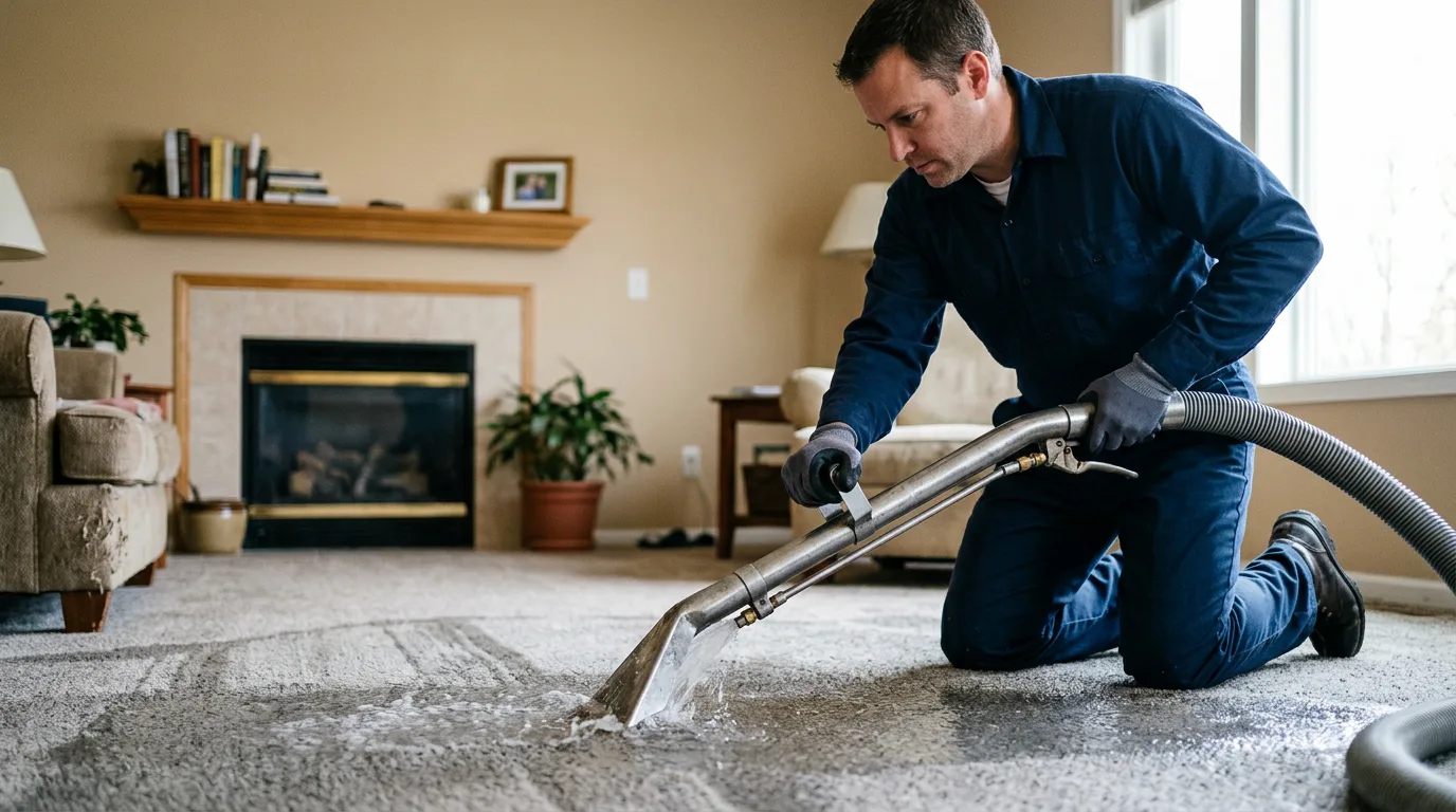 Water damage restoration technician working near Higgins, TX